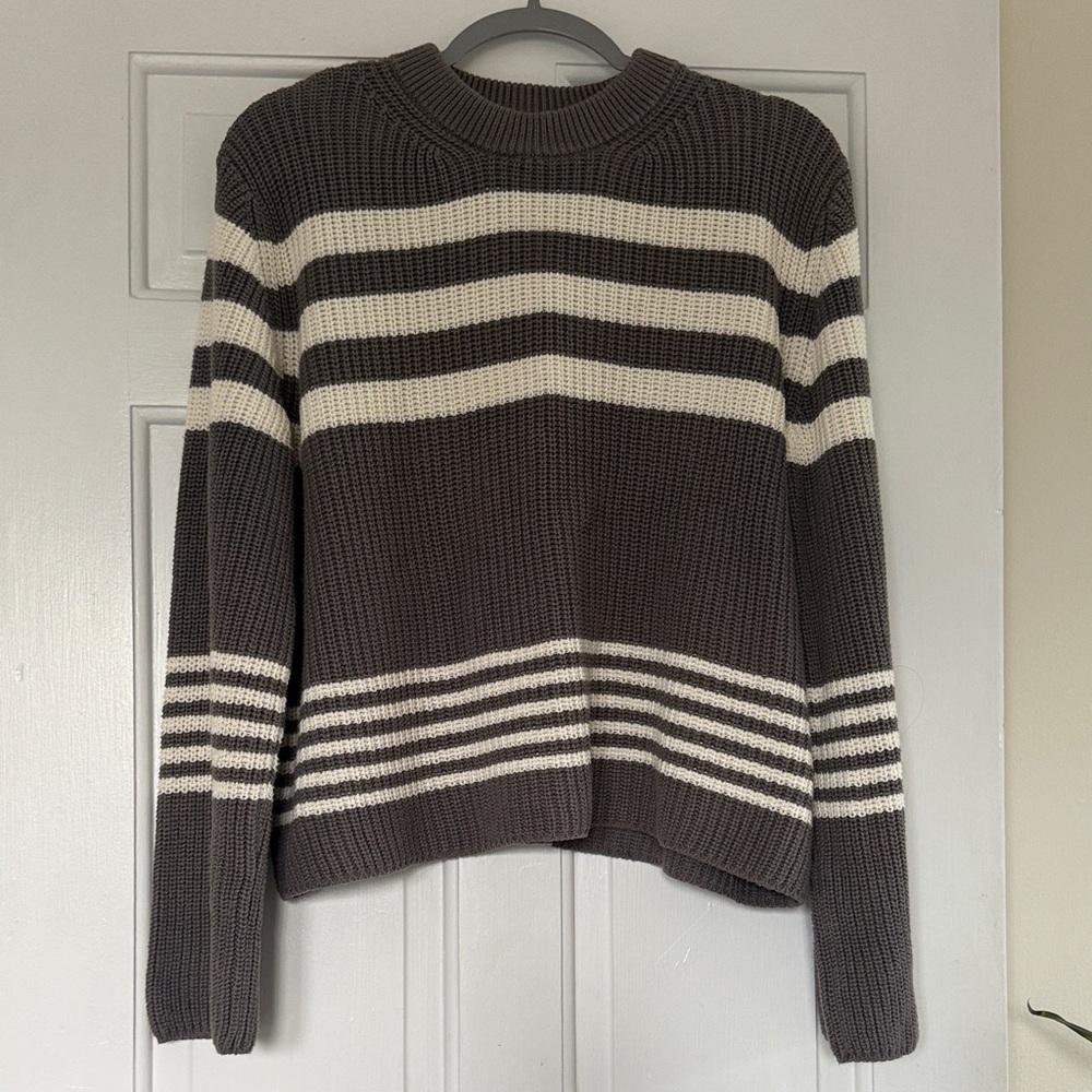 NA-KD Fashion Striped Grey and Cream Sweater